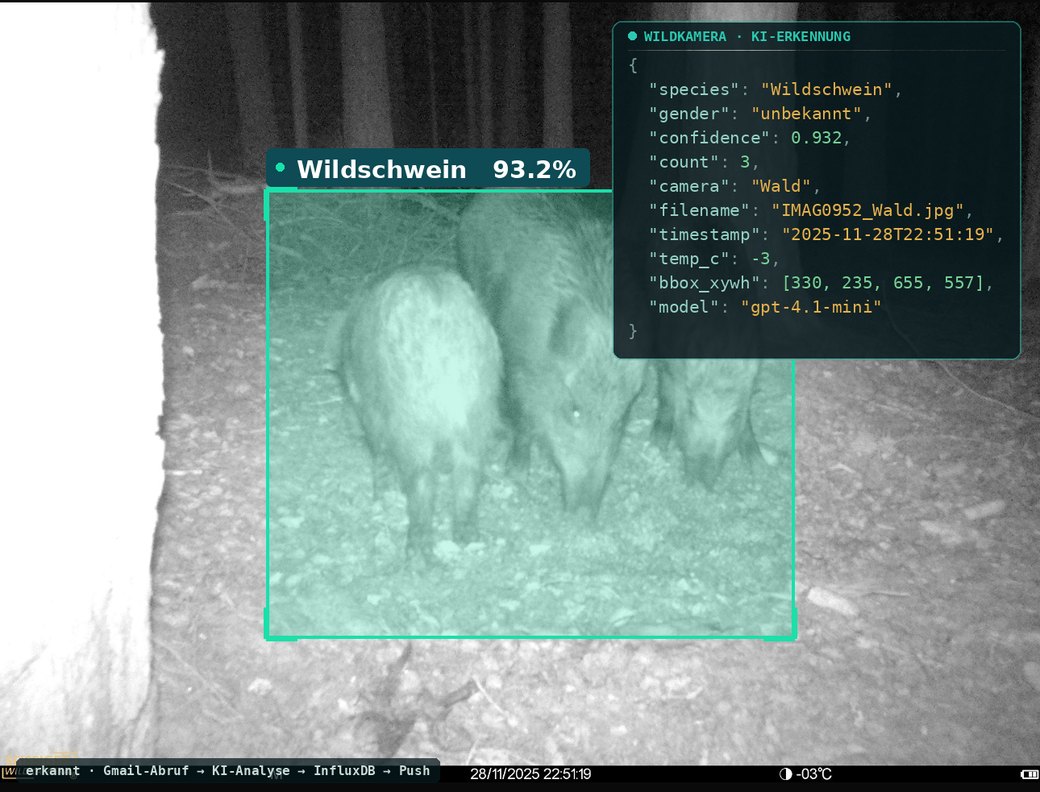 KI-Erkennung einer Rotte Wildschweine bei Nacht